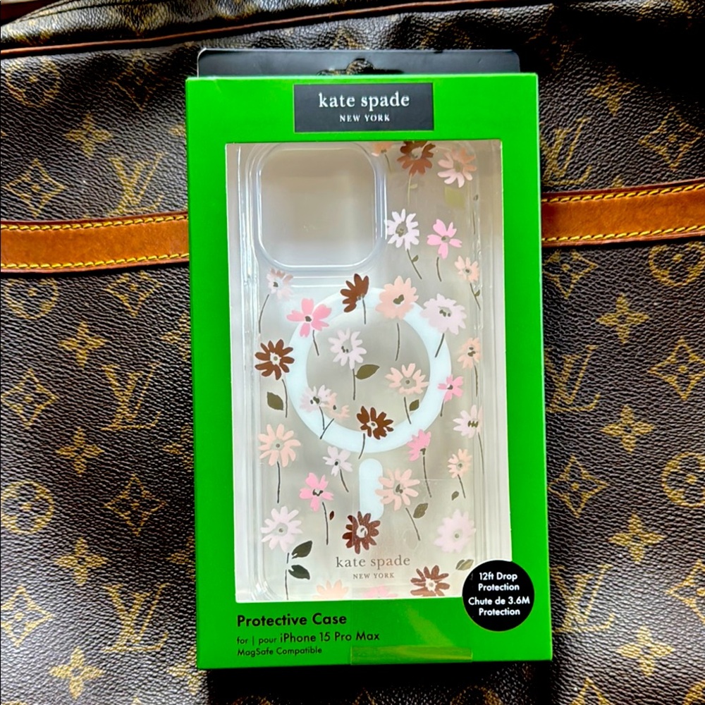 KATE SPADE IPHONE 15 PRO MAX DAISY FLOWER Phone Case MAGSAFE DIAMOND GEMSTONE CA